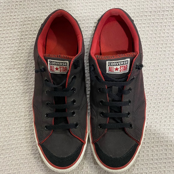 Converse All-Stars Sneakers - Low Top Black with Red Trim, Casual Street Shoes - Picture 6 of 12